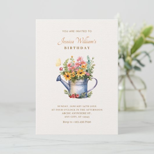 Invitation Bouquet floral rustique (Debout devant)