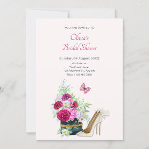 Invitation Bouquet floral talons douche nuptiale