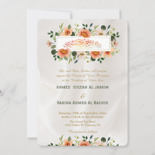 Invitation Bouquet floral vintage frontière Mariage islamique