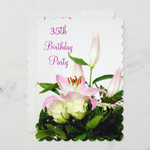 Invitation Bouquet Lillies & Roses 35e anniversaire