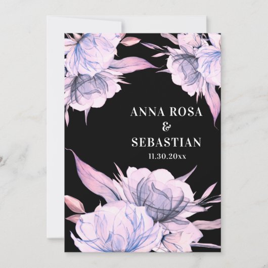 Invitation *~* Bouquet magenta floral RSVP AR15 Mariage (Devant)