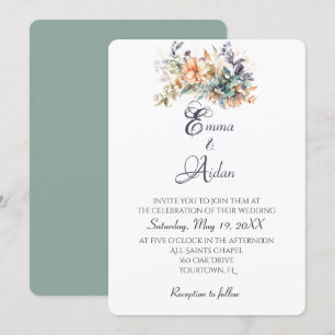 Invitation Bouquet Mariage Aquarelle Sur Ivoire