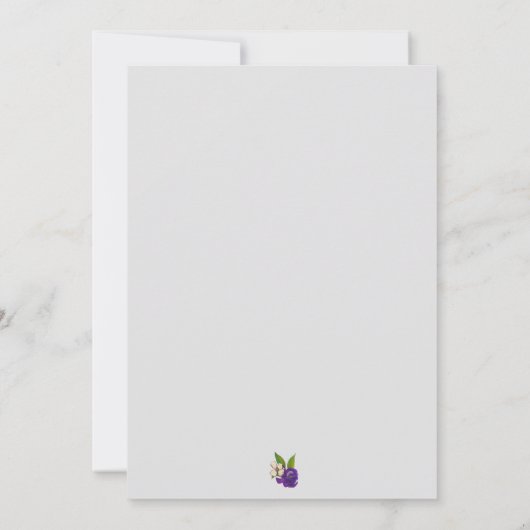 Invitation Bouquet Mariage couleur or pourpre (Dos)