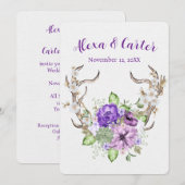 Invitation Bouquet mariage d'aquarelle Deer Antler (Devant / Derrière)