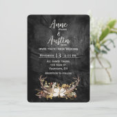 Invitation Bouquet Mariage De Cerfs Antlers En Cuir (Debout devant)