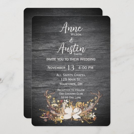 Invitation Bouquet Mariage de Deer Antlers (Devant / Derrière)