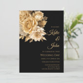 Invitation Bouquet-Mariage de fleurs neutres (Debout devant)