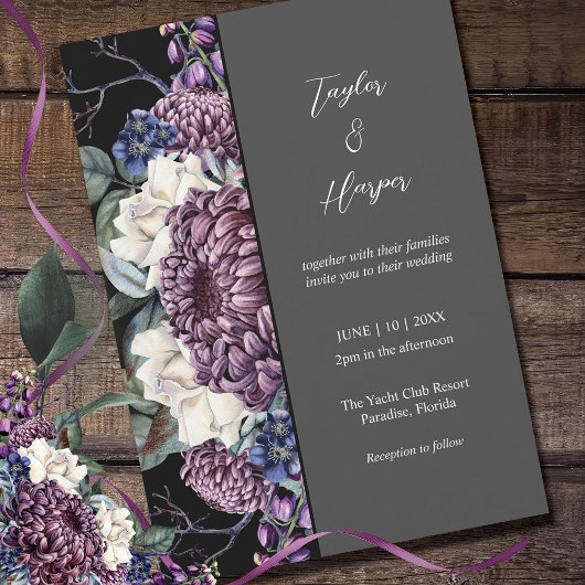 Invitation Bouquet Mariage de goth esthétique foncé