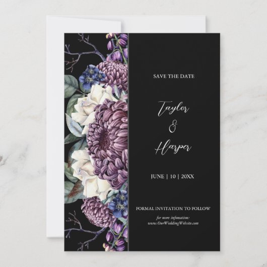 Invitation Bouquet Mariage de goth esthétique foncé (Devant)