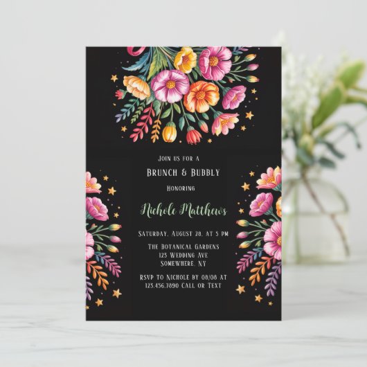 Invitation Bouquet Mariage de la Fiesta vif Brunch & Bubbly (Debout devant)