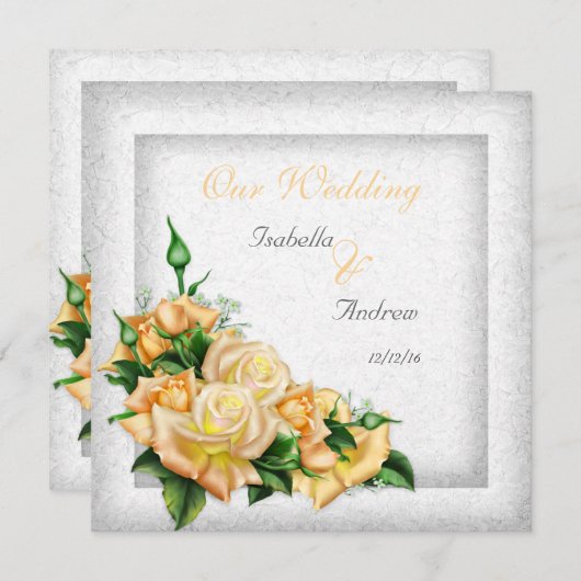 Invitation Bouquet mariage de Rose Jaune (Devant / Derrière)