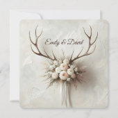 Invitation Bouquet mariage et Antlers de cerfs (Devant)