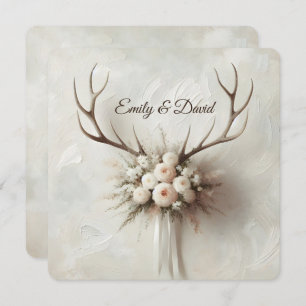 Invitation Bouquet mariage et Antlers de cerfs