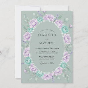 Invitation Bouquet Mariage Eucalyptus Violet Céladon