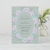 Invitation Bouquet Mariage Eucalyptus Violet Céladon (Debout devant)