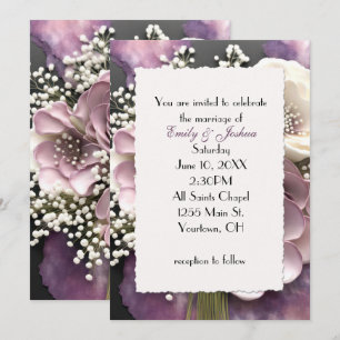 Invitation Bouquet Mariage Mauve avec souffle bébé