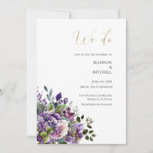 Invitation Bouquet Mariage or violet violet (Devant)