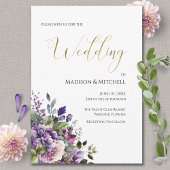 Invitation Bouquet Mariage or violet violet