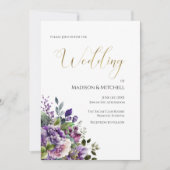 Invitation Bouquet Mariage or violet violet (Devant)