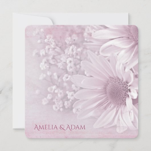 Invitation bouquet mariage rose pâle (Devant)