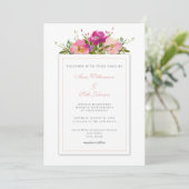 Invitation Bouquet Mariage simple couleur rose pâle (Debout devant)