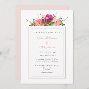 Invitation Bouquet Mariage simple couleur rose pâle