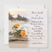 Invitation Bouquet mariage Sur Le Bois Chaud De Plage (Devant)