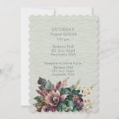 Invitation Bouquet Mariage vert et bourguignon (Dos)