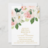 Invitation Bouquet moderne Blush Mariage d'or Brunch (Devant)