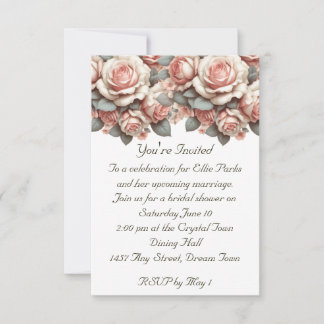 Invitation Bouquet nuptial Rose vintage