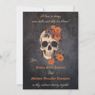 Invitation Bouquet Orange Envoûtant sur Crâne en Crème pour M