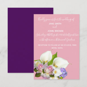 Invitation Bouquet pastel mariage à thème fleuri et rose