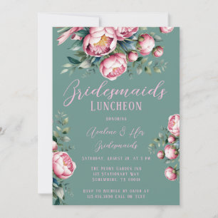 Invitation Bouquet Peony En Aquarelle Bridesmaitres Déjeuner