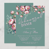 Invitation Bouquet Peony En Répétition Aquarelle Dîner (Devant / Derrière)