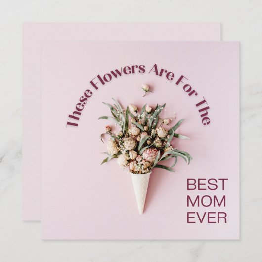 Invitation Bouquet Pink Fête des Mères Personnalisée Salutati (Devant / Derrière)