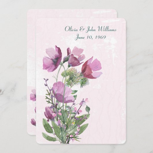 Invitation Bouquet Pink Poppy Mariage Inviter (Devant / Derrière)