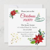 Invitation Bouquet Poinsettia, fête de Noël (Devant)