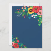 Invitation Bouquet populaire Boho - Mariage bleu profond (Dos)