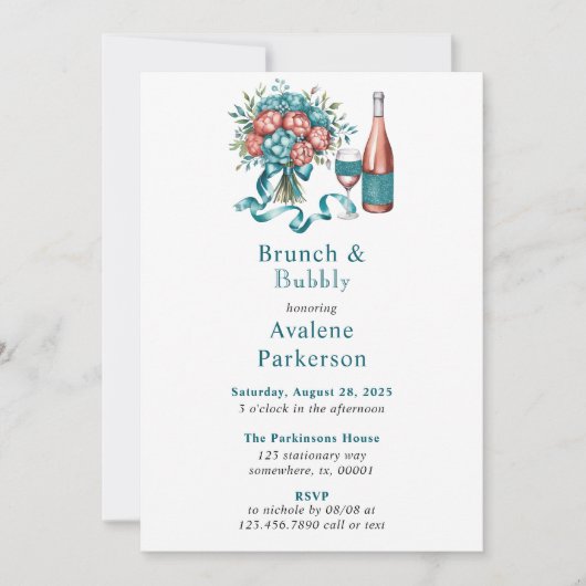 Invitation Bouquet Radiant Peony Brunch et Bubbly (Devant)