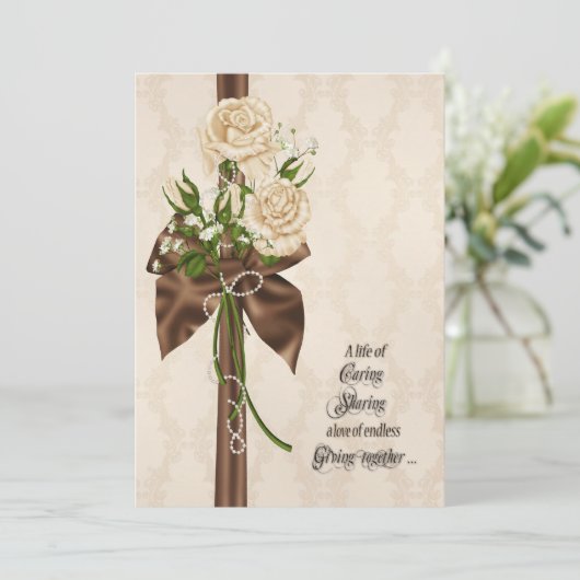 Invitation Bouquet romantique de roses (Debout devant)