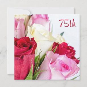 Invitation Bouquet Romantique De Roses 75e Anniversaire