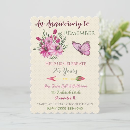 Invitation Bouquet rose (Debout devant)