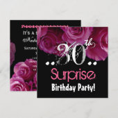 Invitation Bouquet rose 30e anniversaire Modèle surprise (Devant / Derrière)