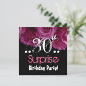 Invitation Bouquet rose 30e anniversaire Modèle surprise (Debout devant)