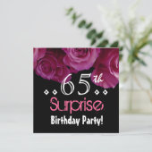 Invitation Bouquet rose 65e anniversaire surprise S001 (Debout devant)