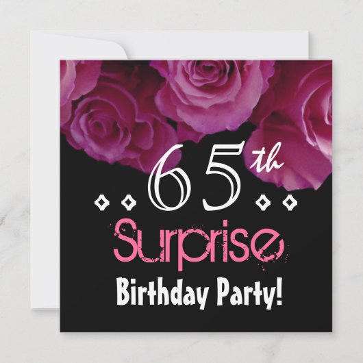 Invitation Bouquet rose 65e anniversaire surprise S001 (Devant)