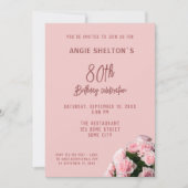 Invitation Bouquet Rose 80e anniversaire Fête Florale (Devant)