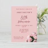Invitation Bouquet Rose 80e anniversaire Fête Florale (Debout devant)