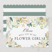 Invitation Bouquet Rose blanche | Serez-vous ma Flower Girl ? (Devant / Derrière)