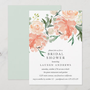 Invitation Bouquet rose de corail rose moderne Inv Fête des m